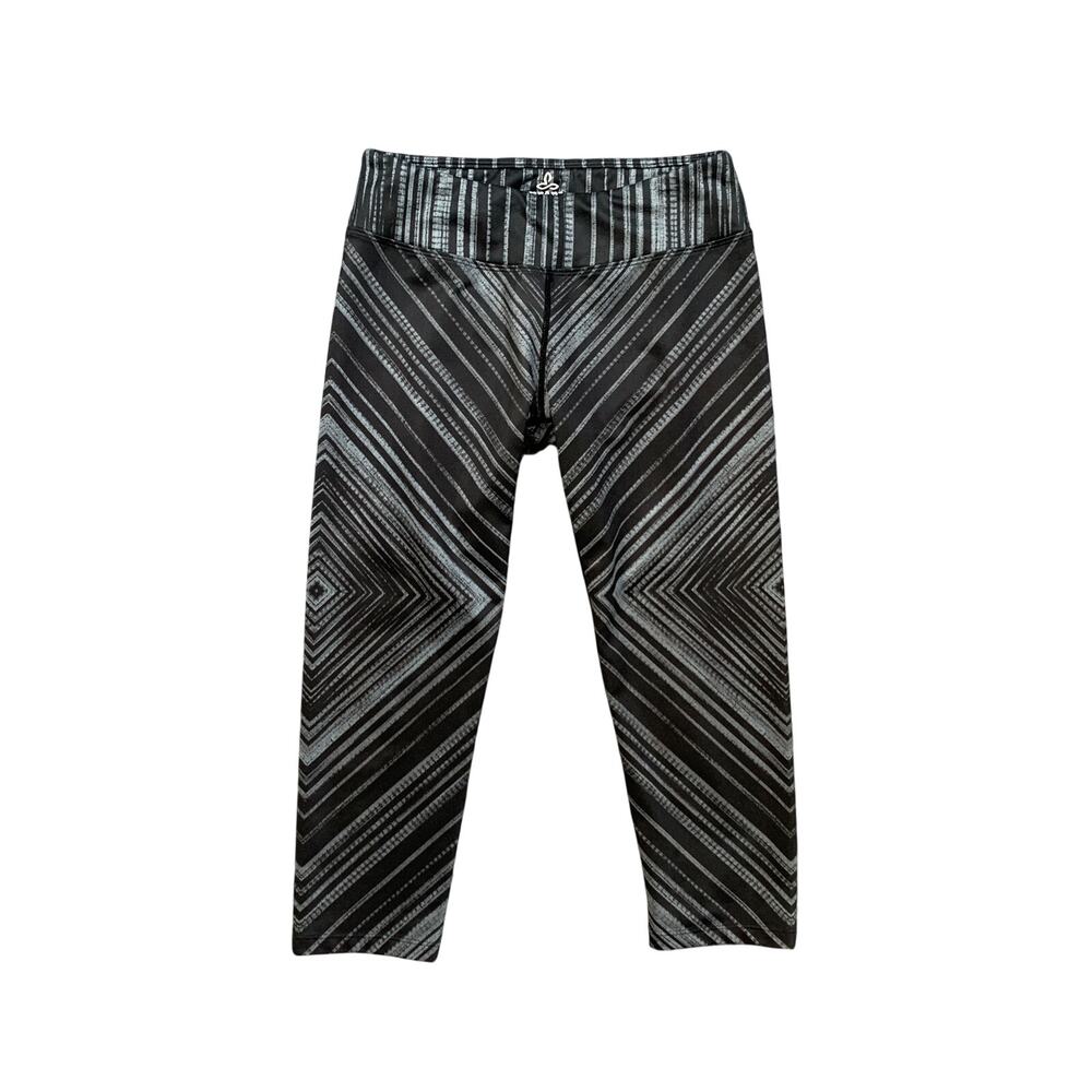 Prana Leggings Womens S Small Black Cloud Roxanne Capri Printed Wide Waistband